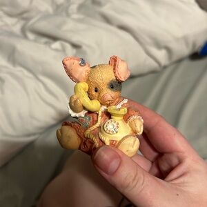 Enesco Piggy Figurine with Yellow Telephone